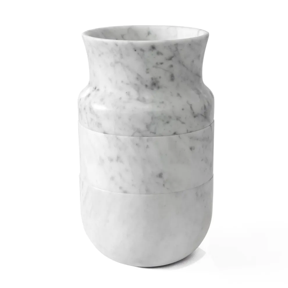 Vasendekor aus weißem Carrara-Marmor und schwarzem Marquinia-Design - Calar