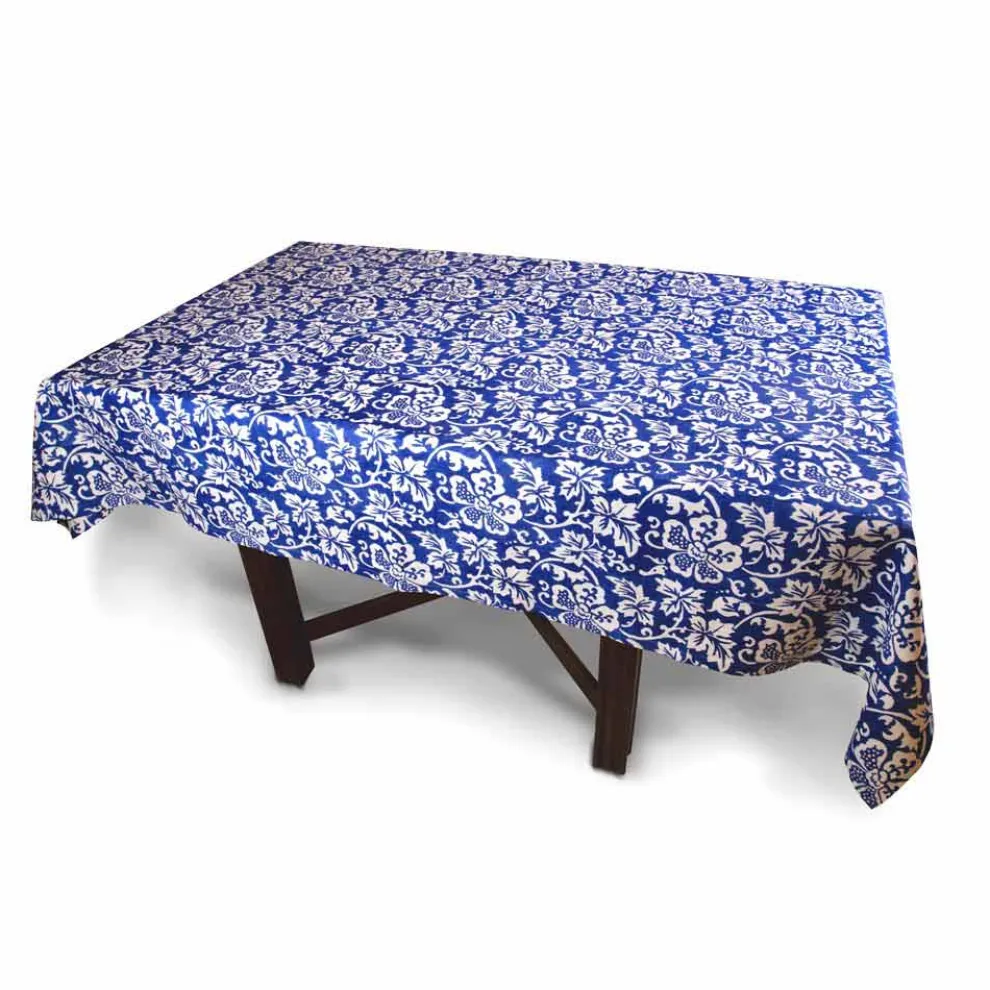 Italienische handwerkliche Tischdecke 100% Leinen mit Handabdruck Unikat