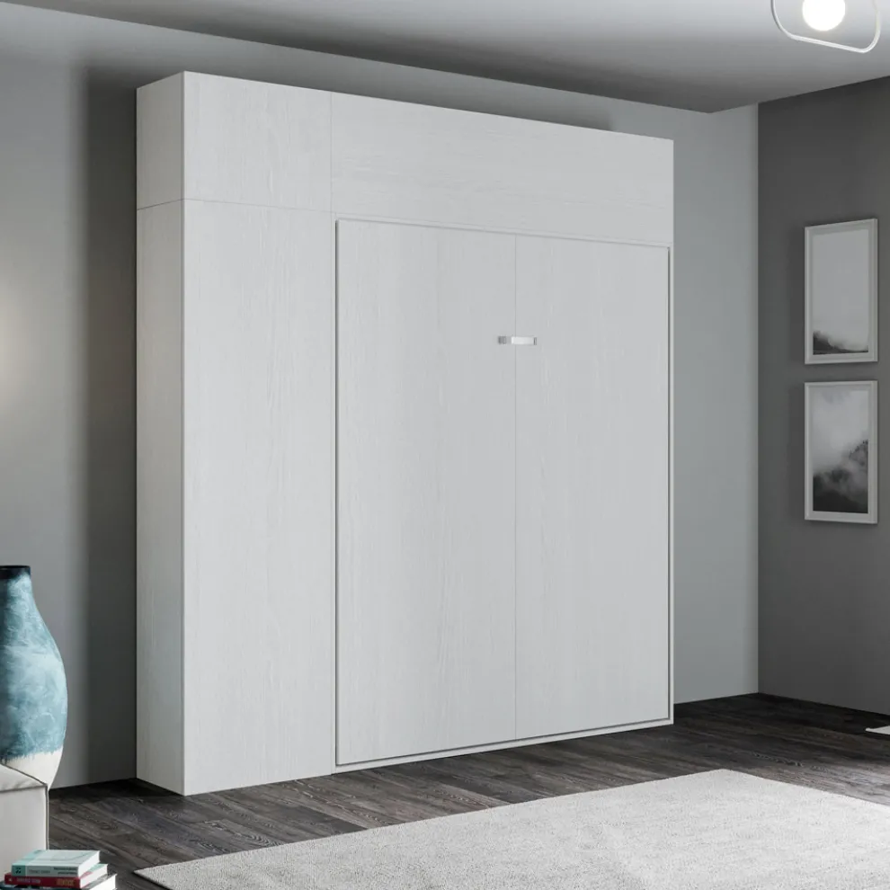 Queen-Size-Bett mit vertikalem Klappbett mit Säule und Wandeinheit - Magiccompare