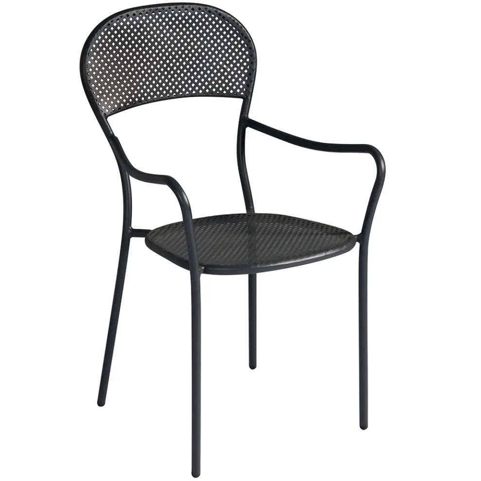 Stapelbarer Gartenstuhl mit anthrazitfarbener Eisenstruktur - Nadege