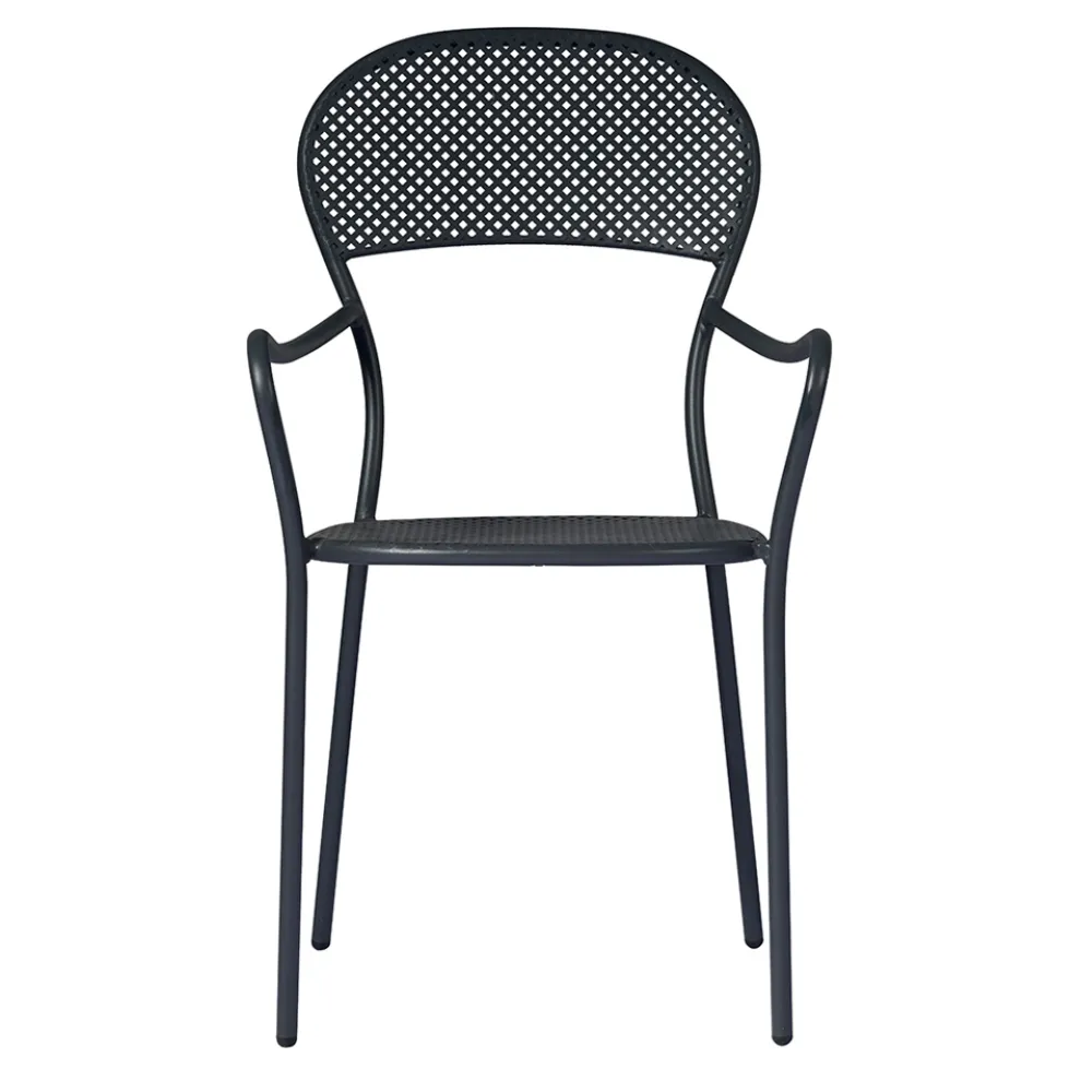 Stapelbarer Gartenstuhl mit anthrazitfarbener Eisenstruktur - Nadege