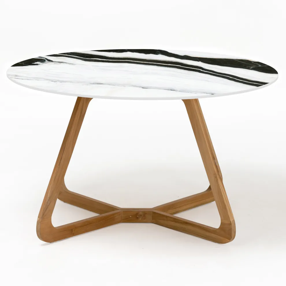 Runder Gartentisch aus Pandaweiß-Keramik Made in Italy - Pegaso