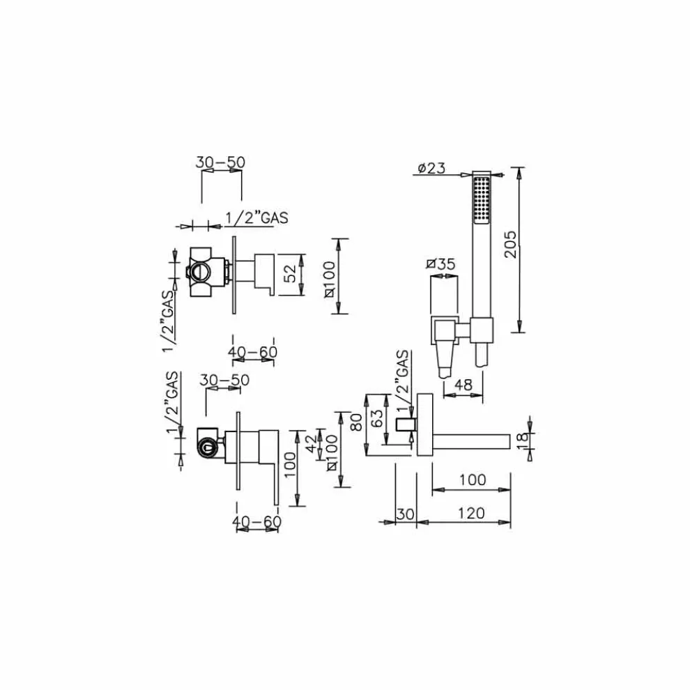 Made in Italy Design Eingebauter Badewannenmischer - Panela
