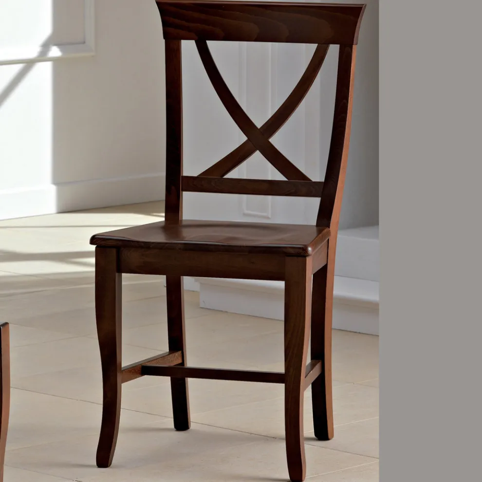 Massivholzstuhl Klassisches Design Gekreuzte Rückenlehne - Debussy