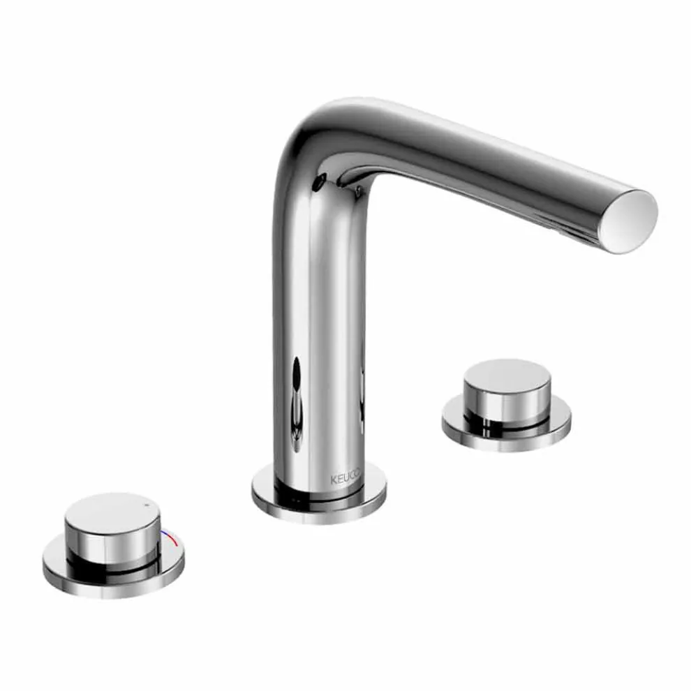 Messing 3-Loch Becken Wasserhahn Höhe 15 cm Luxus Design - Pinto