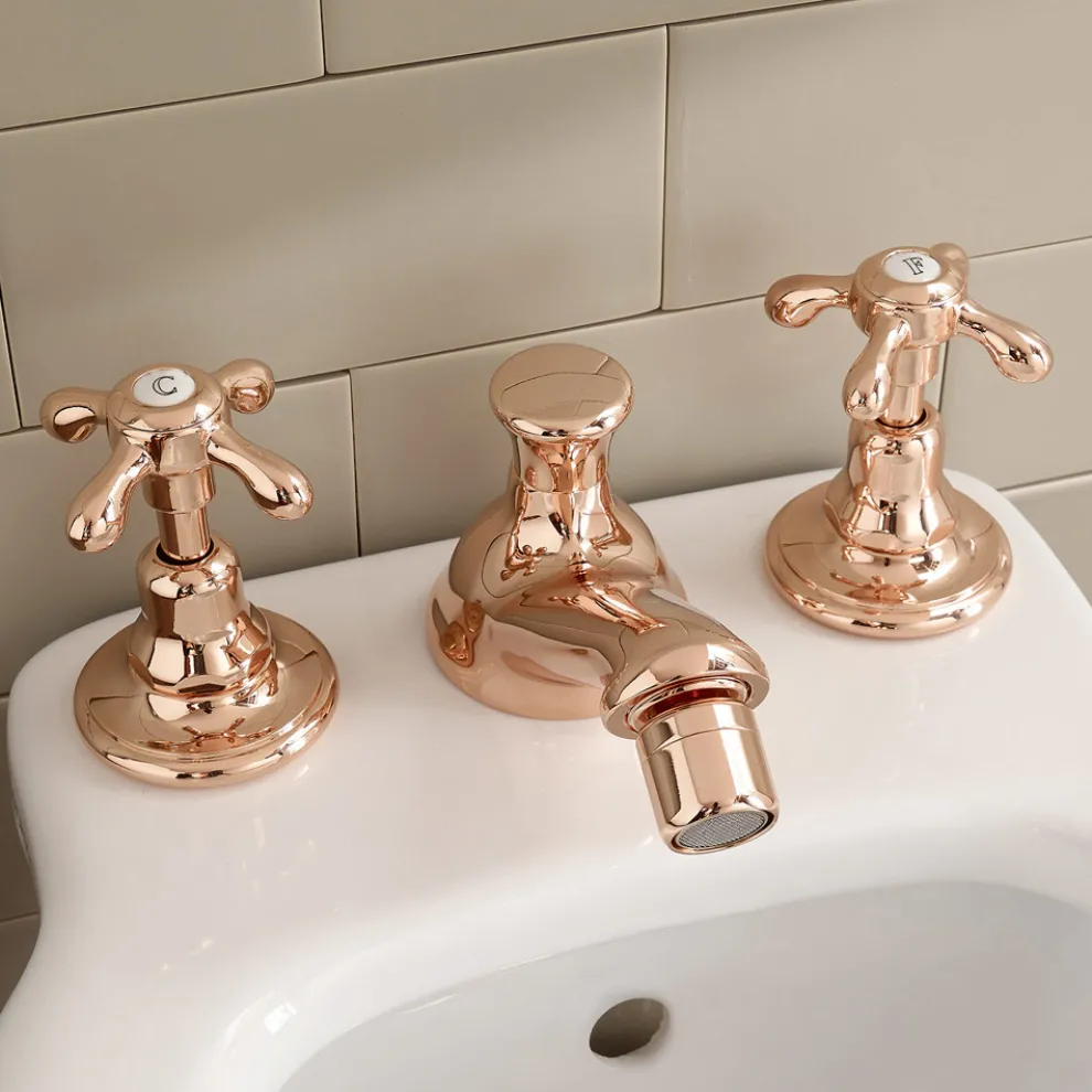 Messing-Bidetarmaturen im Vintage-Design mit 3 Löchern Made in Italy - Klarisa