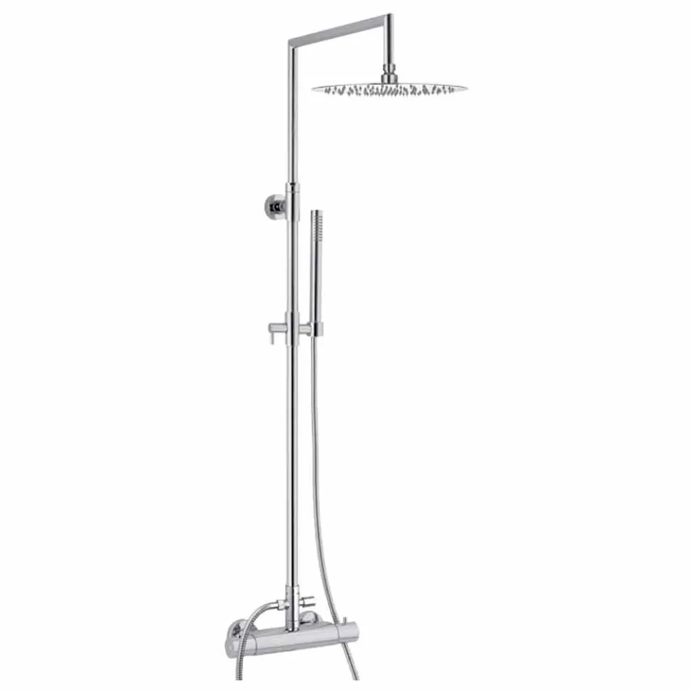 Messing-Duschsäule mit rundem ultradünnen Duschkopf Made in Italy - Merio