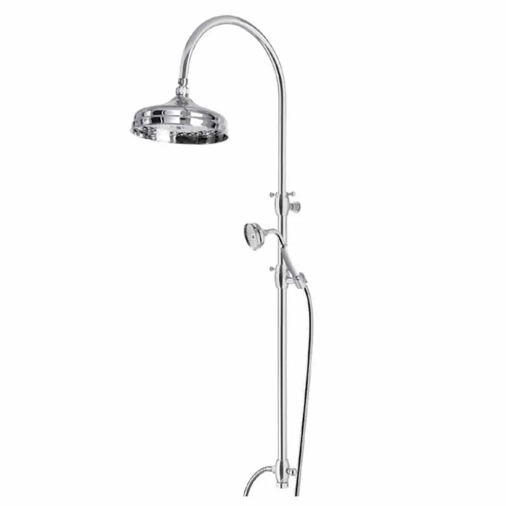 Messing-Duschsäule mit rundem Duschkopf und Handbrause Made in Italy - Brillo