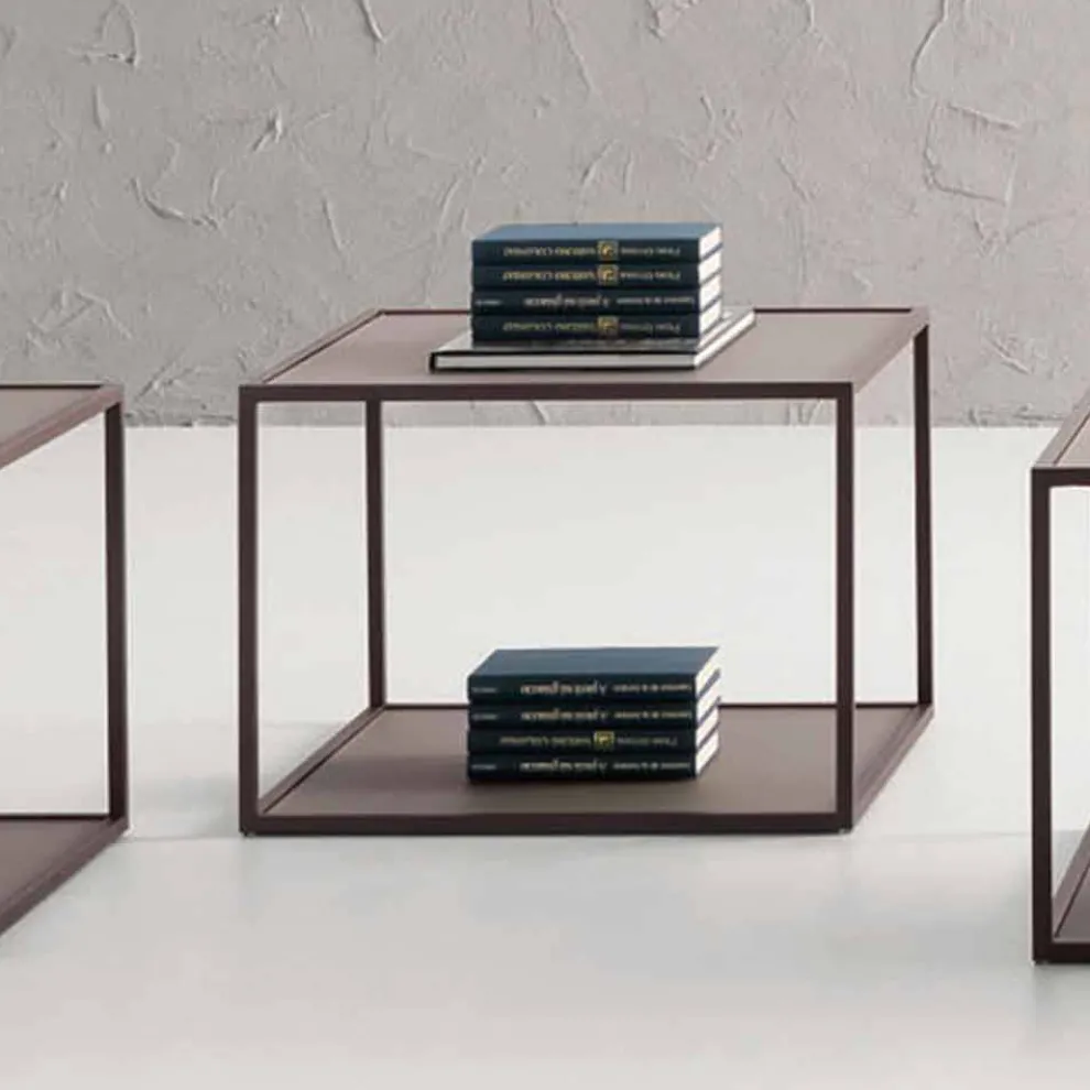 Metall Couchtisch mit Kristallplatte Made in Italy - Fermio