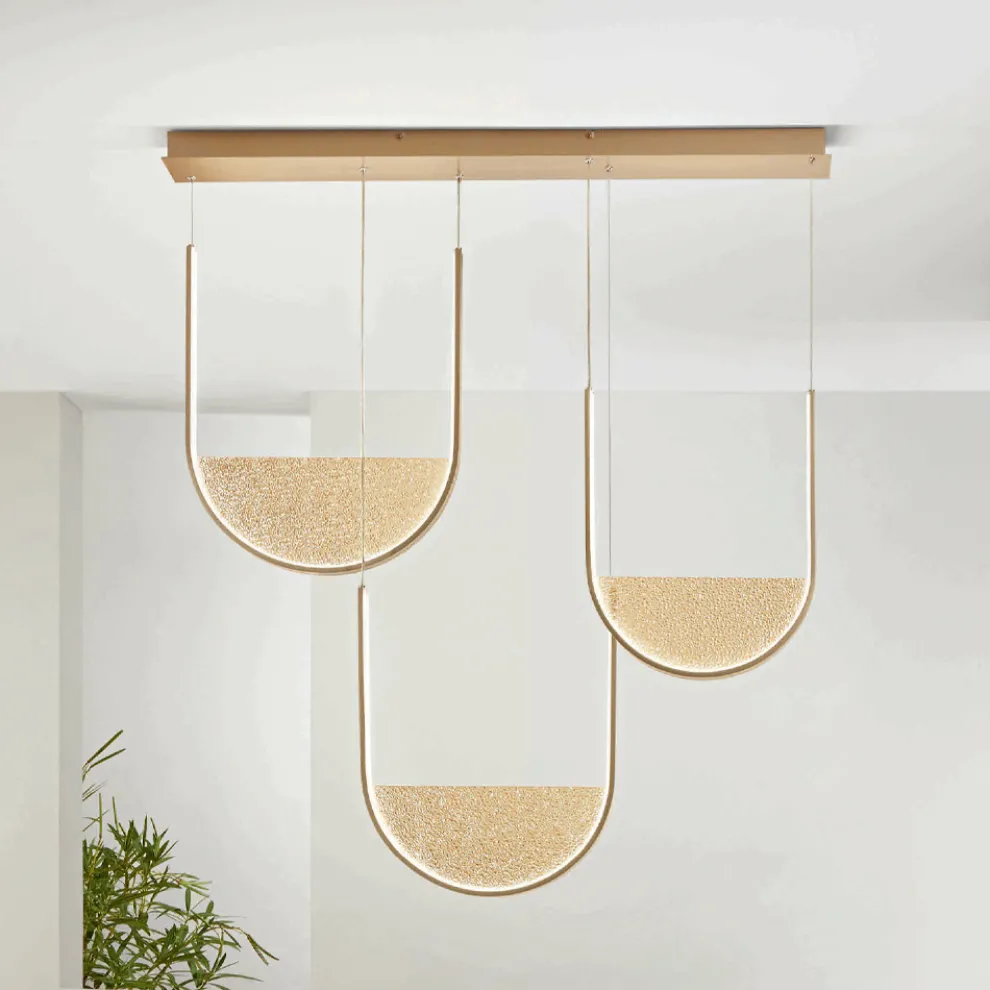 Metall-Kronleuchter mit herausnehmbarem Einsatz aus Granulatglas – Catalpa