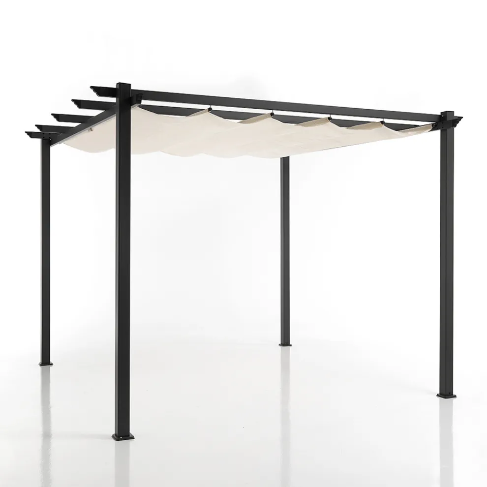 Pavillon aus epoxidpulverlackiertem Aluminium und Gleittuch – Manger