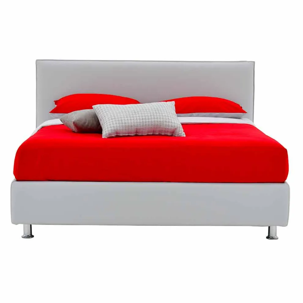 Doppelbett aus Kunstleder mit Füßen Made in Italy - Nurzio