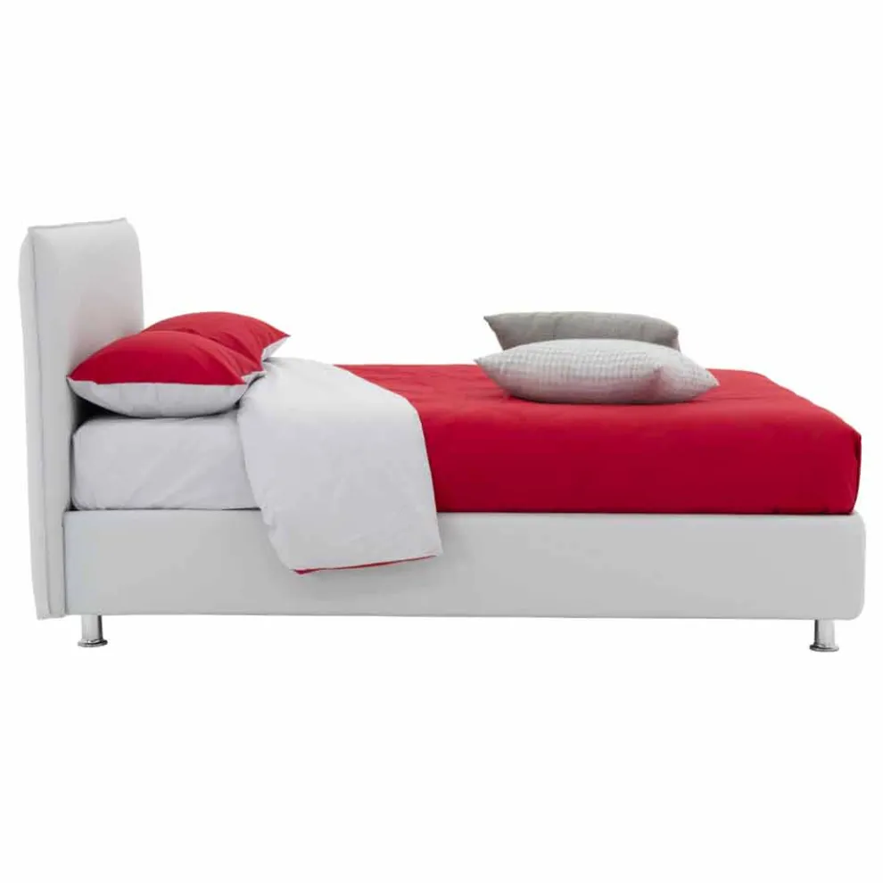 Doppelbett aus Kunstleder mit Füßen Made in Italy - Nurzio