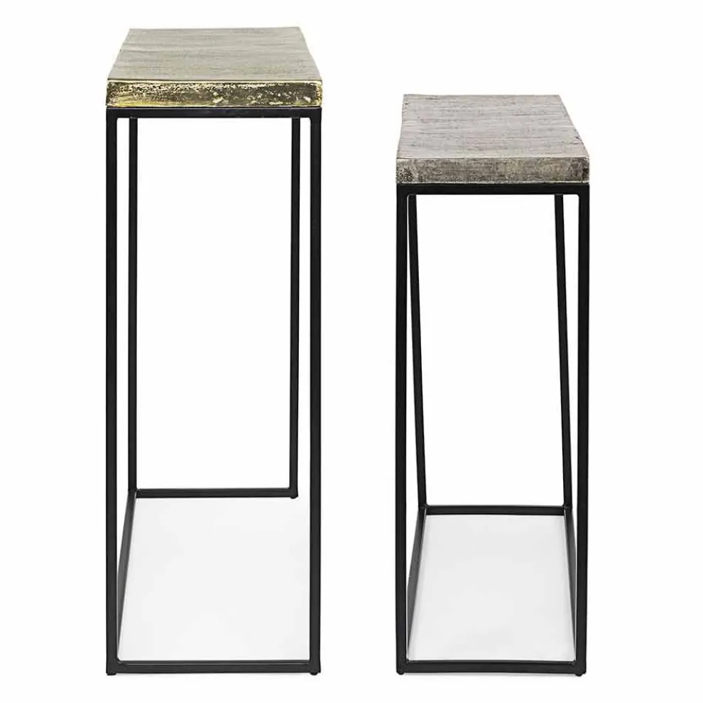 Minimale Industrial Design Konsole aus Stahl 2 Stück Homemotion - Rambutan