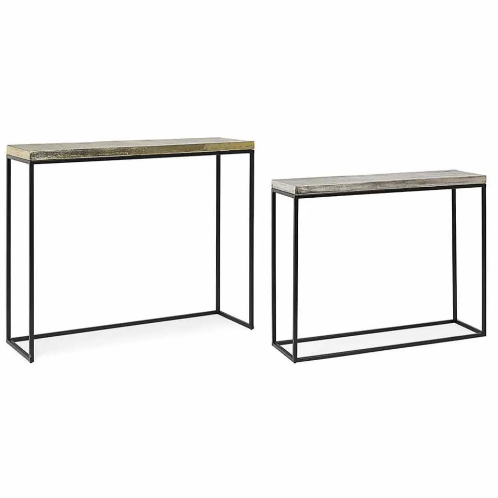 Minimale Industrial Design Konsole aus Stahl 2 Stück Homemotion - Rambutan