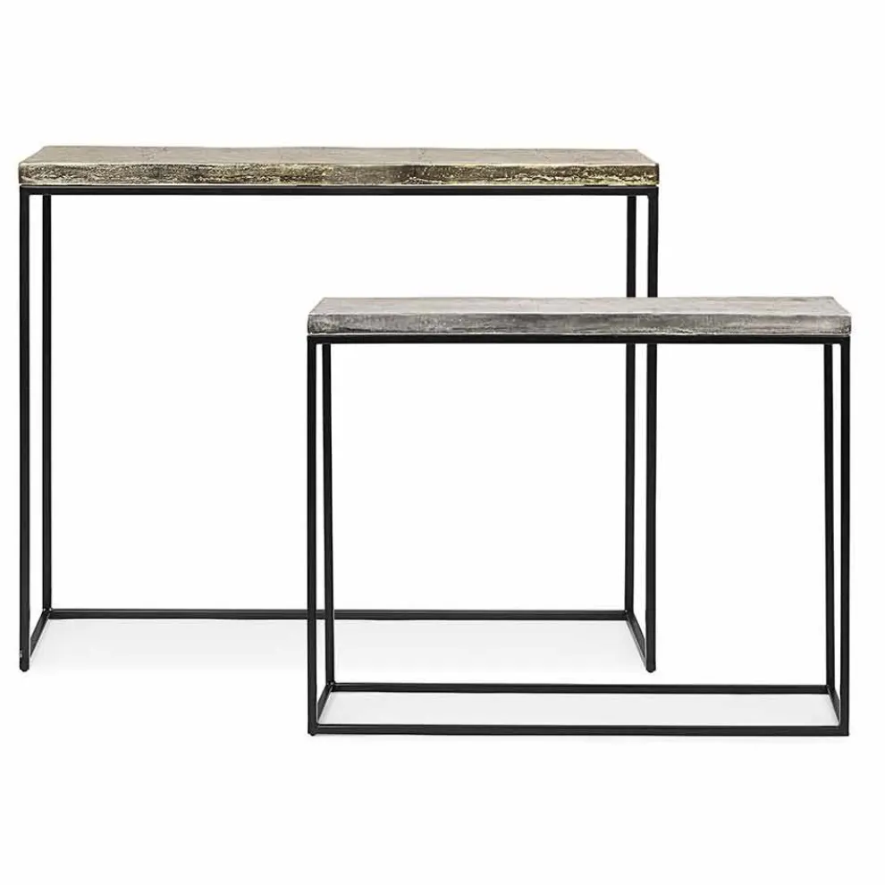 Minimale Industrial Design Konsole aus Stahl 2 Stück Homemotion - Rambutan