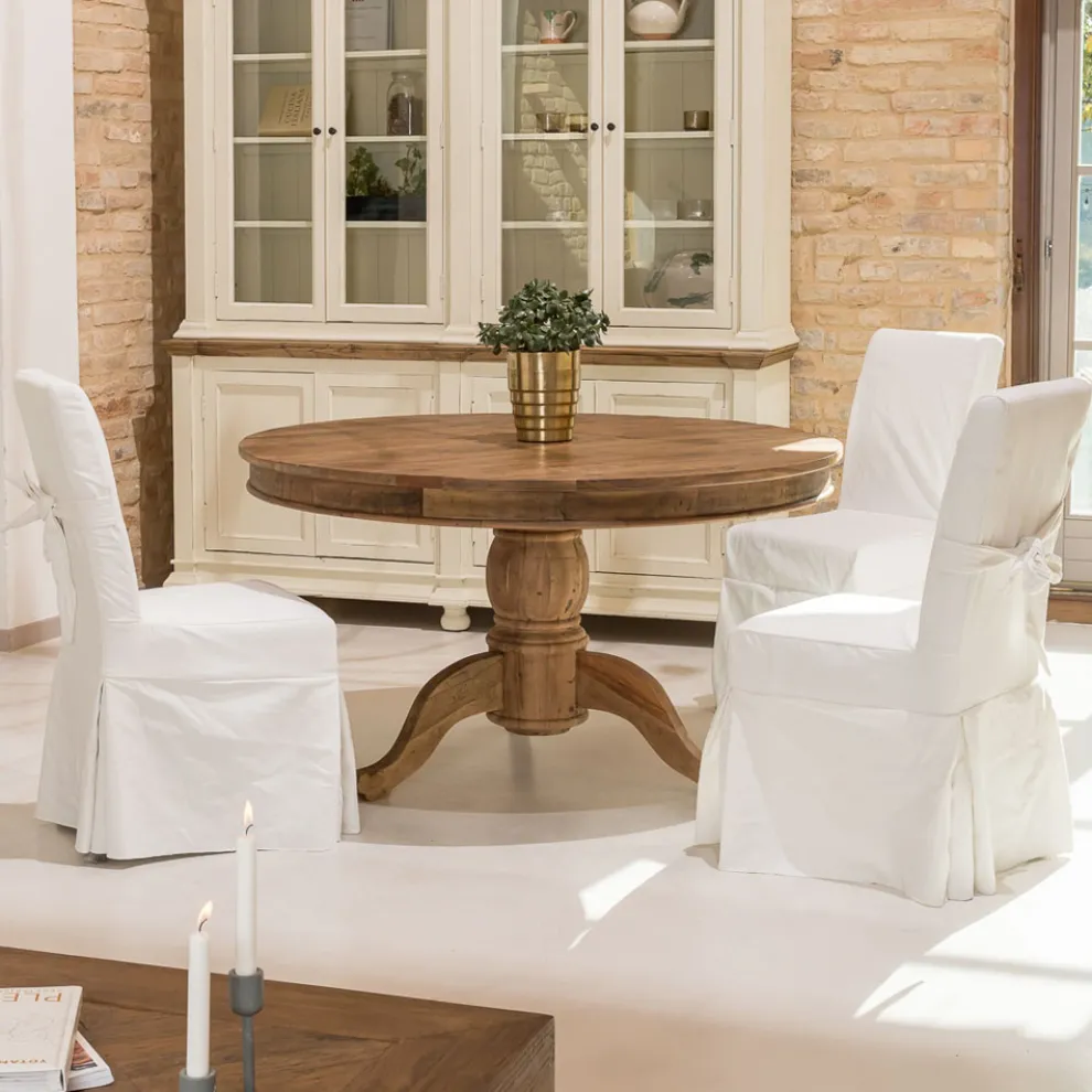 Mit Schleife verzierter Stuhl für Wohnzimmer aus Holz und Baumwolle - Slide