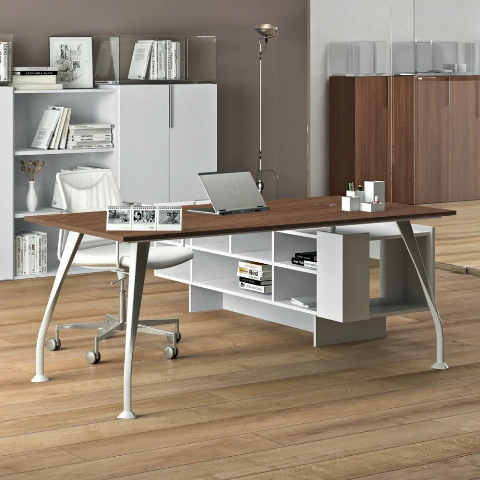 Schreibtisch aus Melamin mit offenem Schrank - Serio