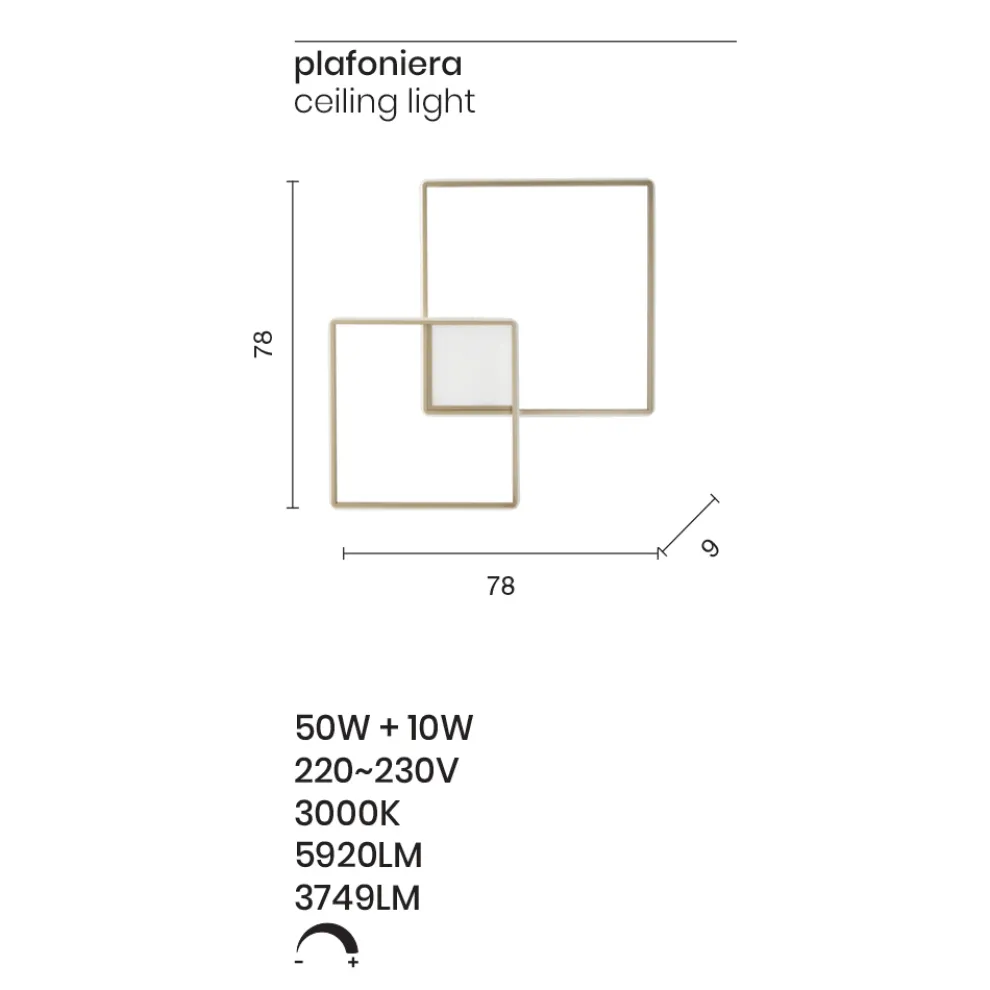 Modern - Formale Wandleuchte aus gold lackiertem Metall mit LED