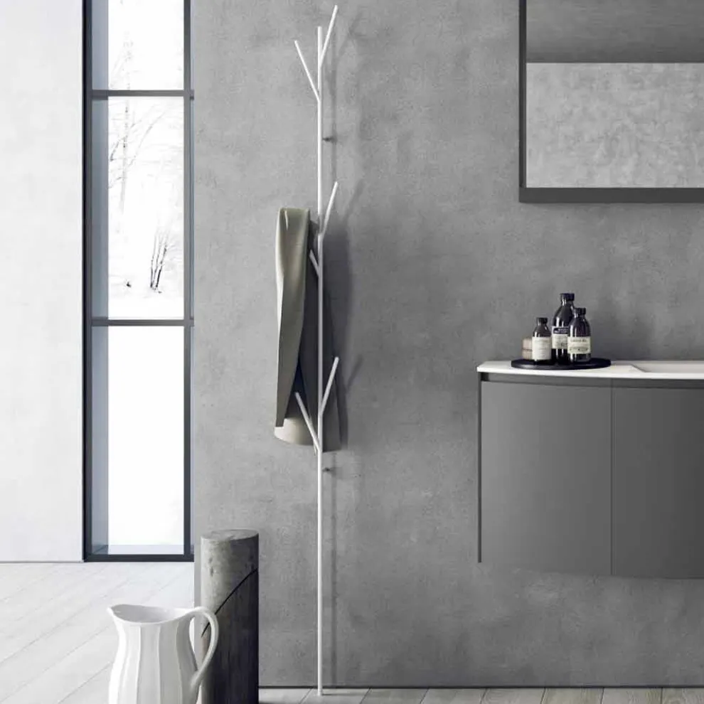 Modern Design Bodengarderobe in Weiß oder Chrom Metall - Kottac