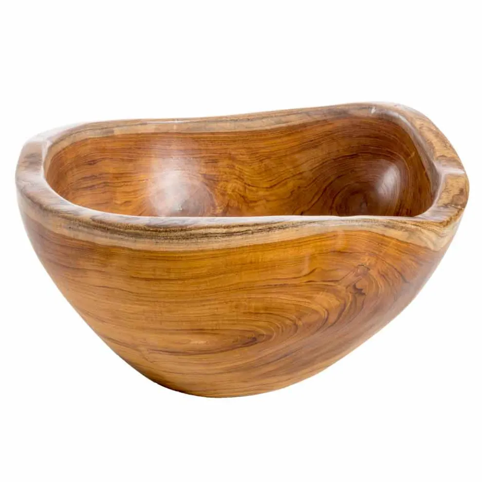 Moderne Aufsatzspüle aus natürlichem Teakholz Vigevano