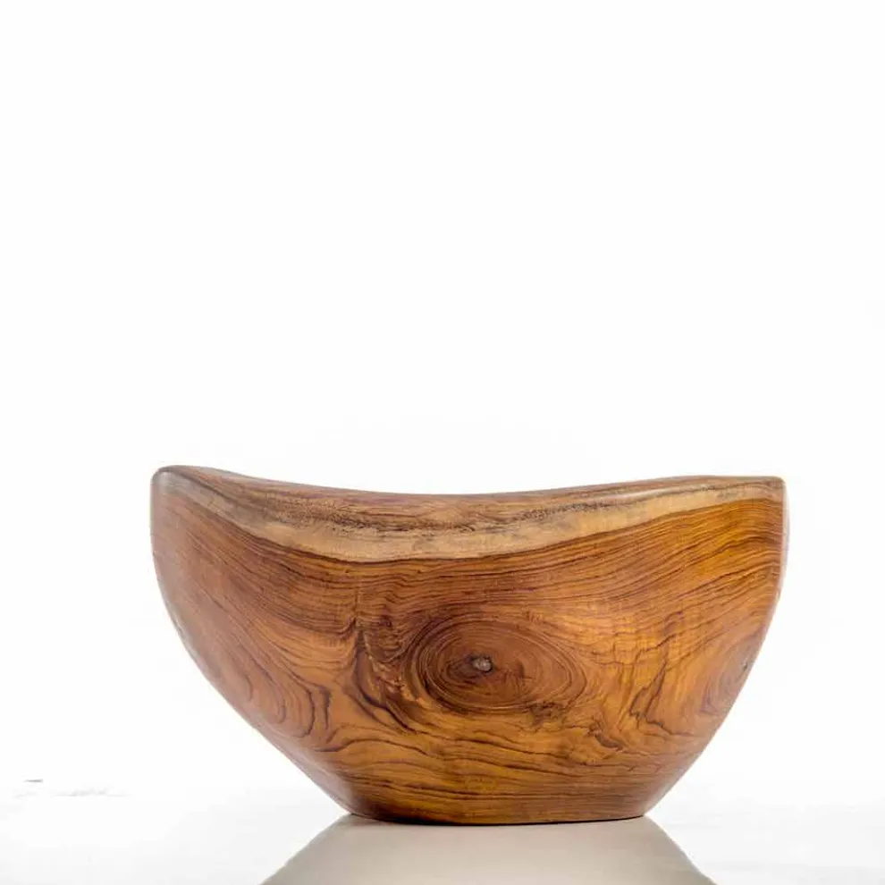 Moderne Aufsatzspüle aus natürlichem Teakholz Vigevano