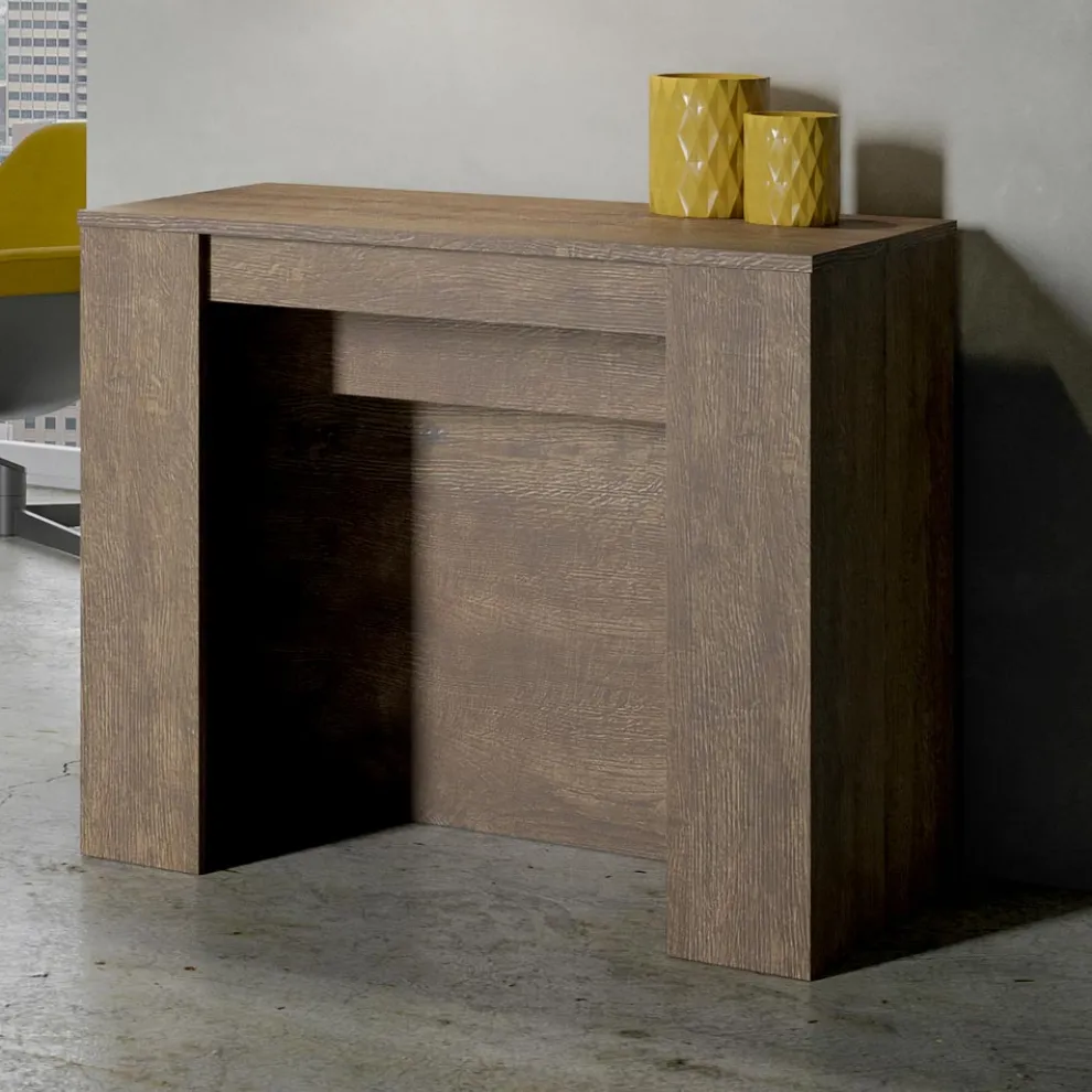 Moderne ausziehbare Konsole 296 cm aus Melaminholz, hergestellt in Italien – Ariella