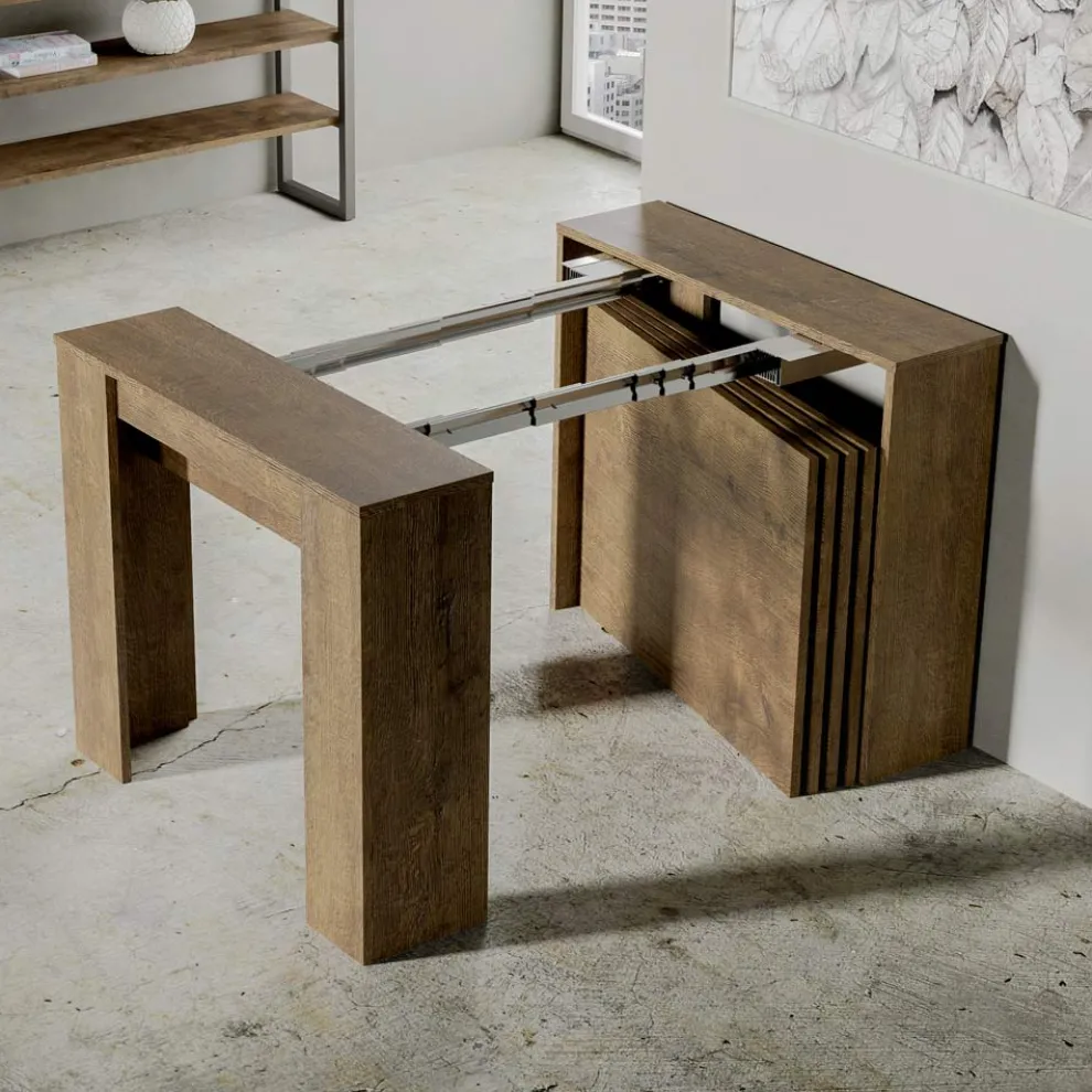 Moderne ausziehbare Konsole 296 cm aus Melaminholz, hergestellt in Italien – Ariella