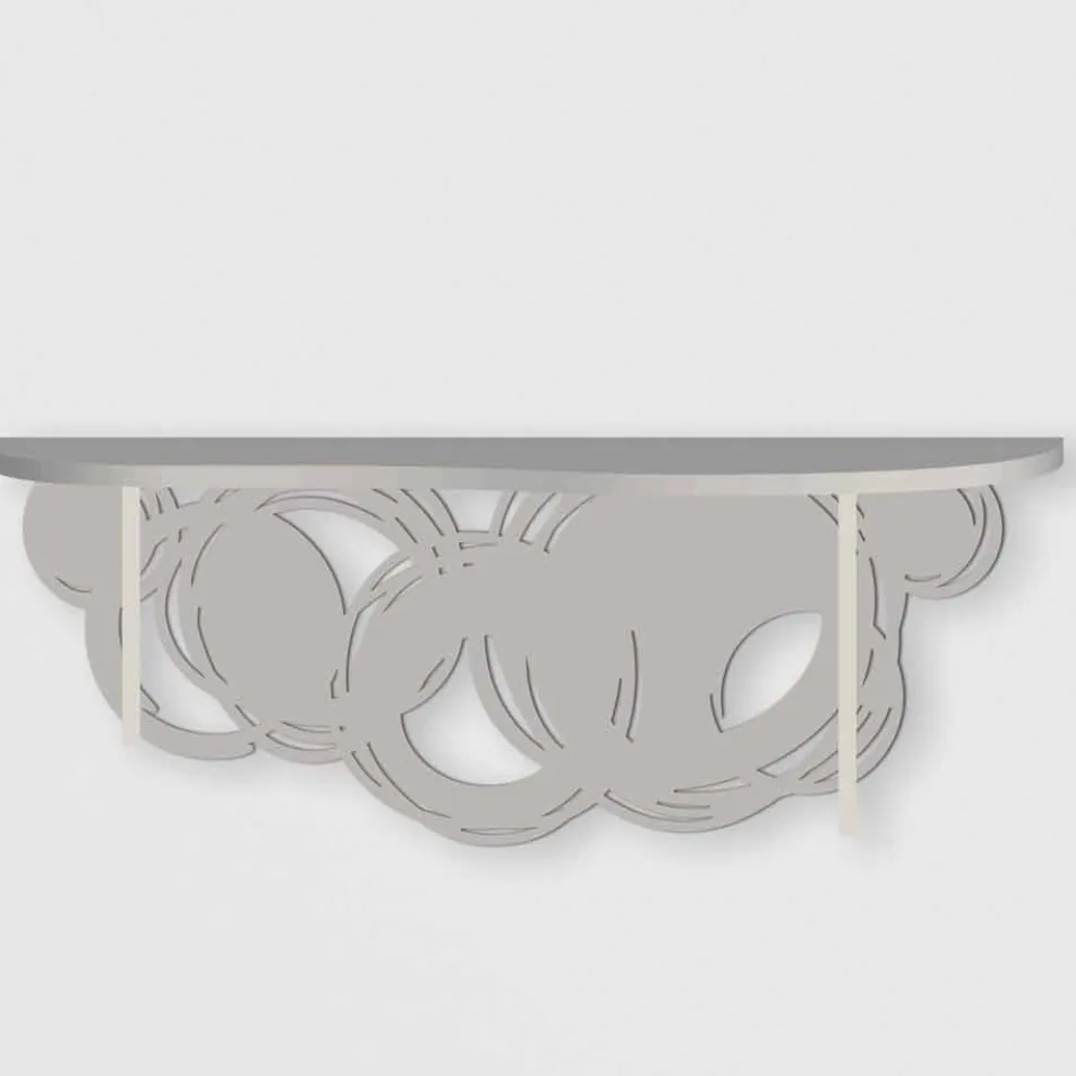 Moderne Designkonsole aus Sand und beige Holz für die Wandmontage - Orbit