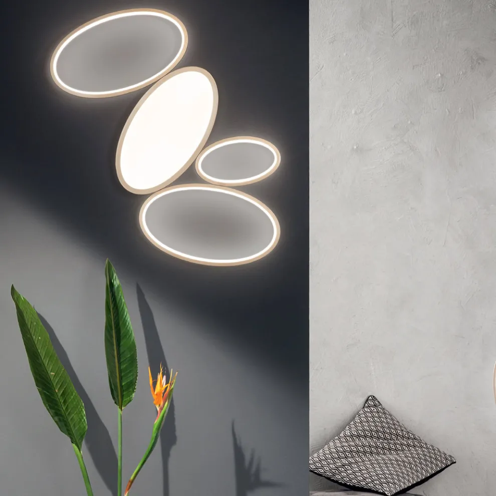 Moderne dimmbare LED-Deckenlampe aus weißem oder goldenem Metall - Raissa