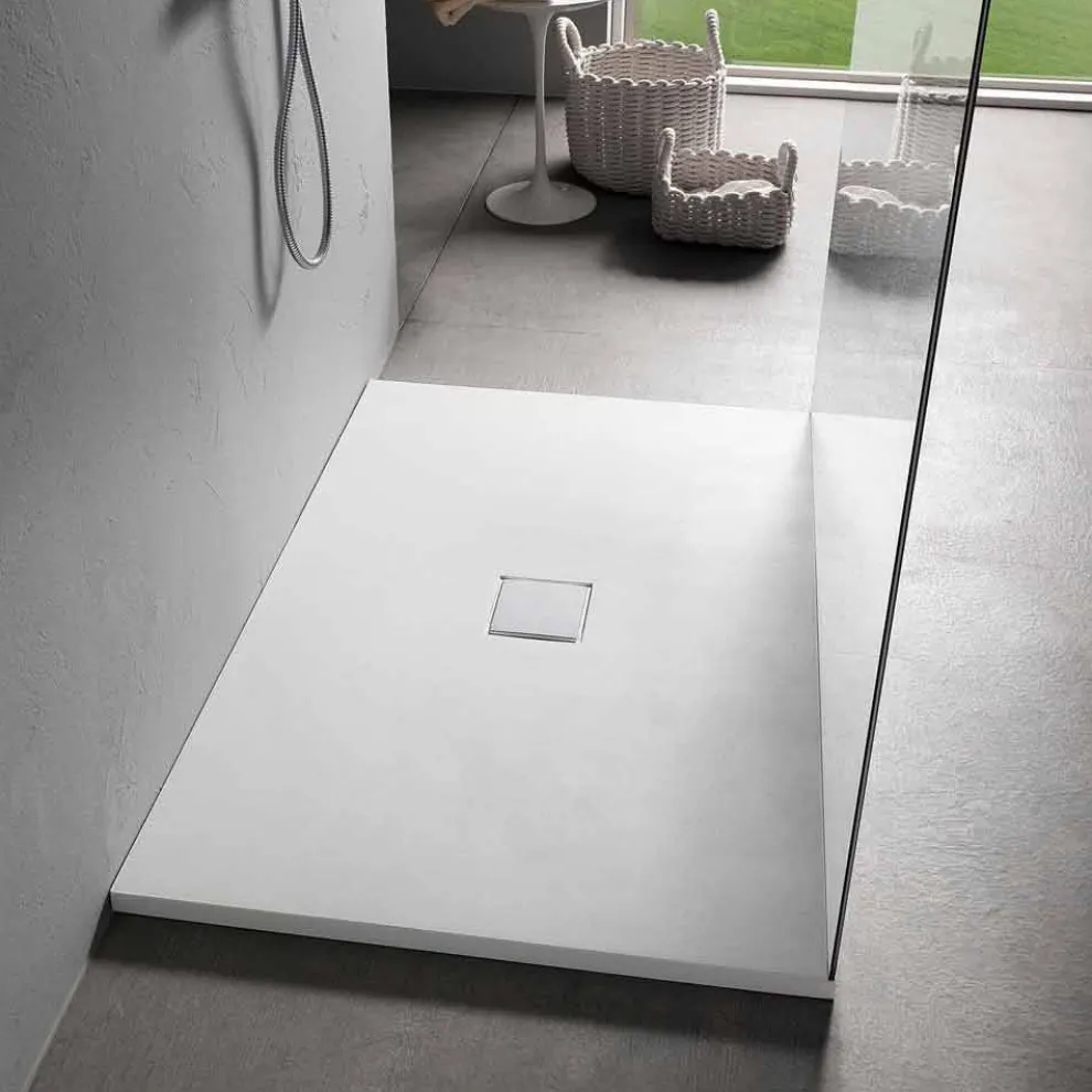 Moderne Duschwanne 140x70 in weißem Samteffekt - Estimo