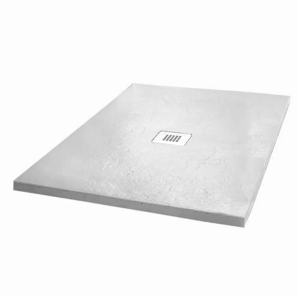 Moderne Duschwanne 90x70 in weißem Harzschiefereffekt - Sommo