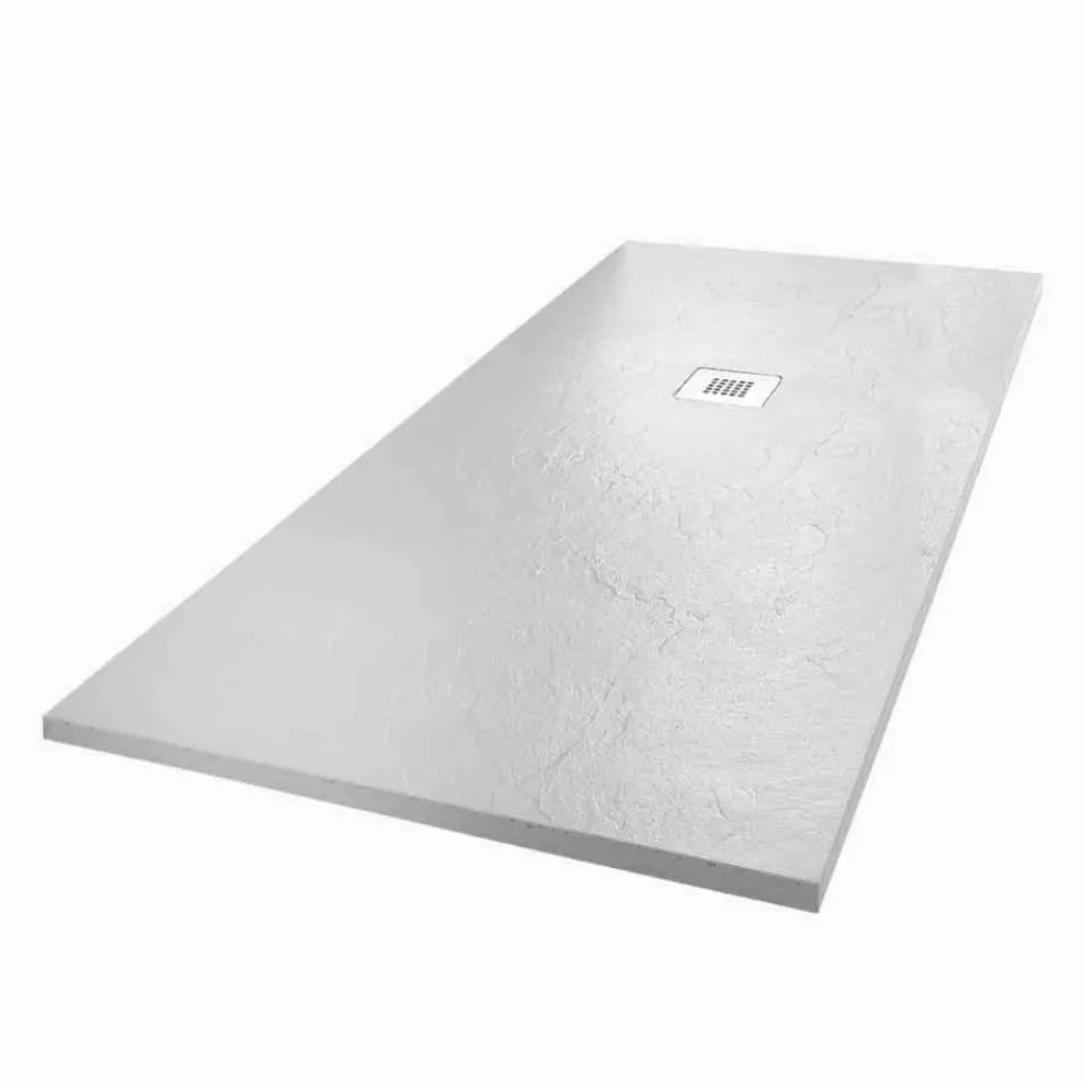 Moderne Duschwanne 170x80 Schiefer-Effekt-Finish aus weißem Harz - Sommo