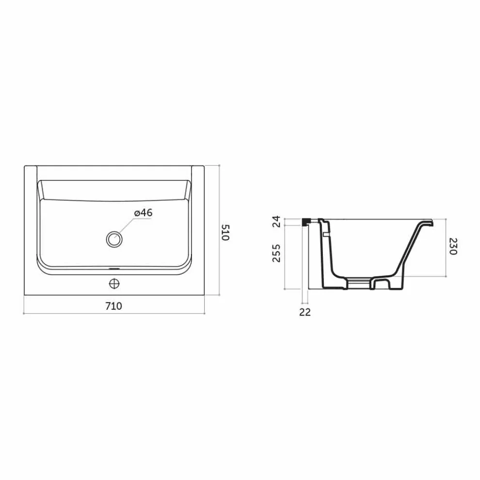 Moderne Einlochspüle aus weißer oder farbiger Keramik Panama