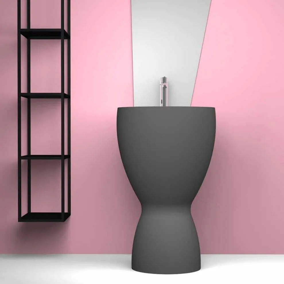 Moderne freistehende Spüle in Keramik made in Italy, Basile