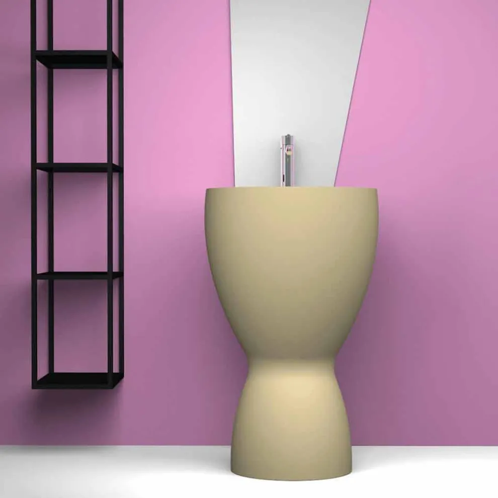 Moderne freistehende Spüle in Keramik made in Italy, Basile