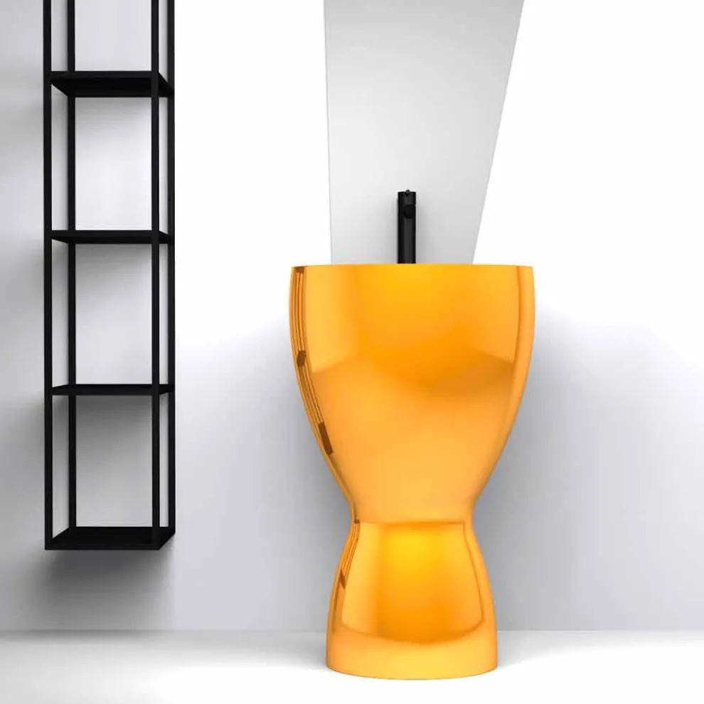 Moderne freistehende Spüle in Keramik made in Italy, Basile