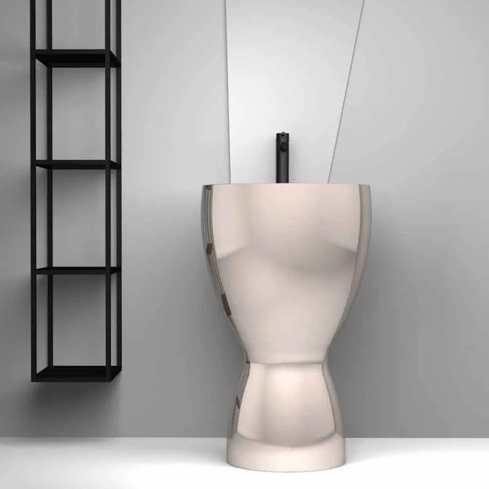 Moderne freistehende Spüle in Keramik made in Italy, Basile