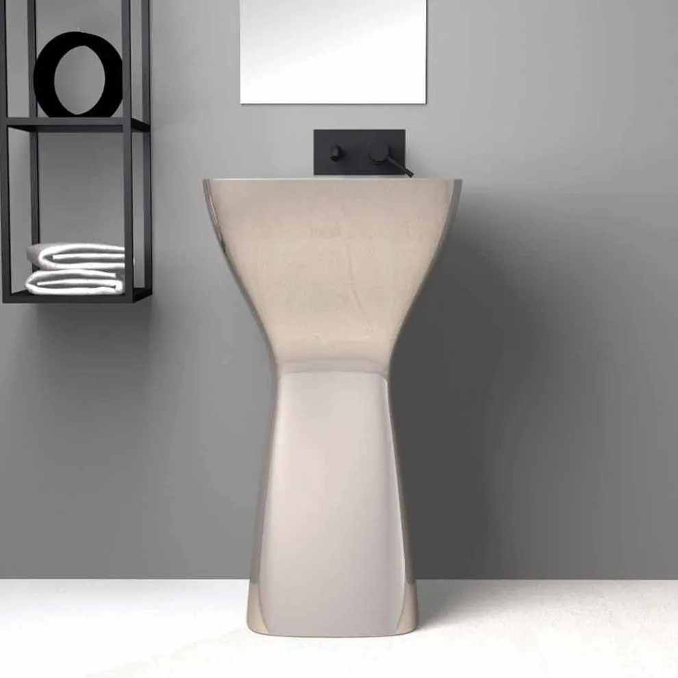 Moderne freistehende Spüle in Keramik made in Italy, Firmino