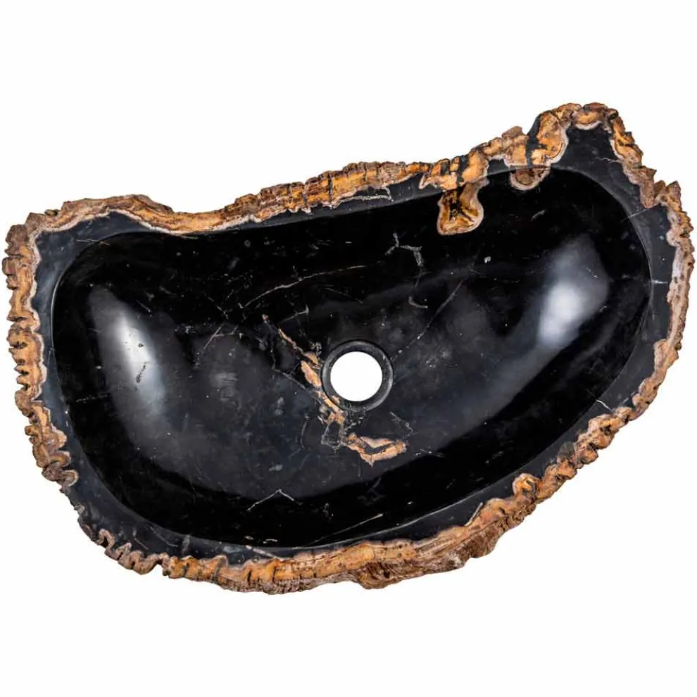 Moderne handgefertigte Waschtischplatte aus fossilem Holz, Negrar