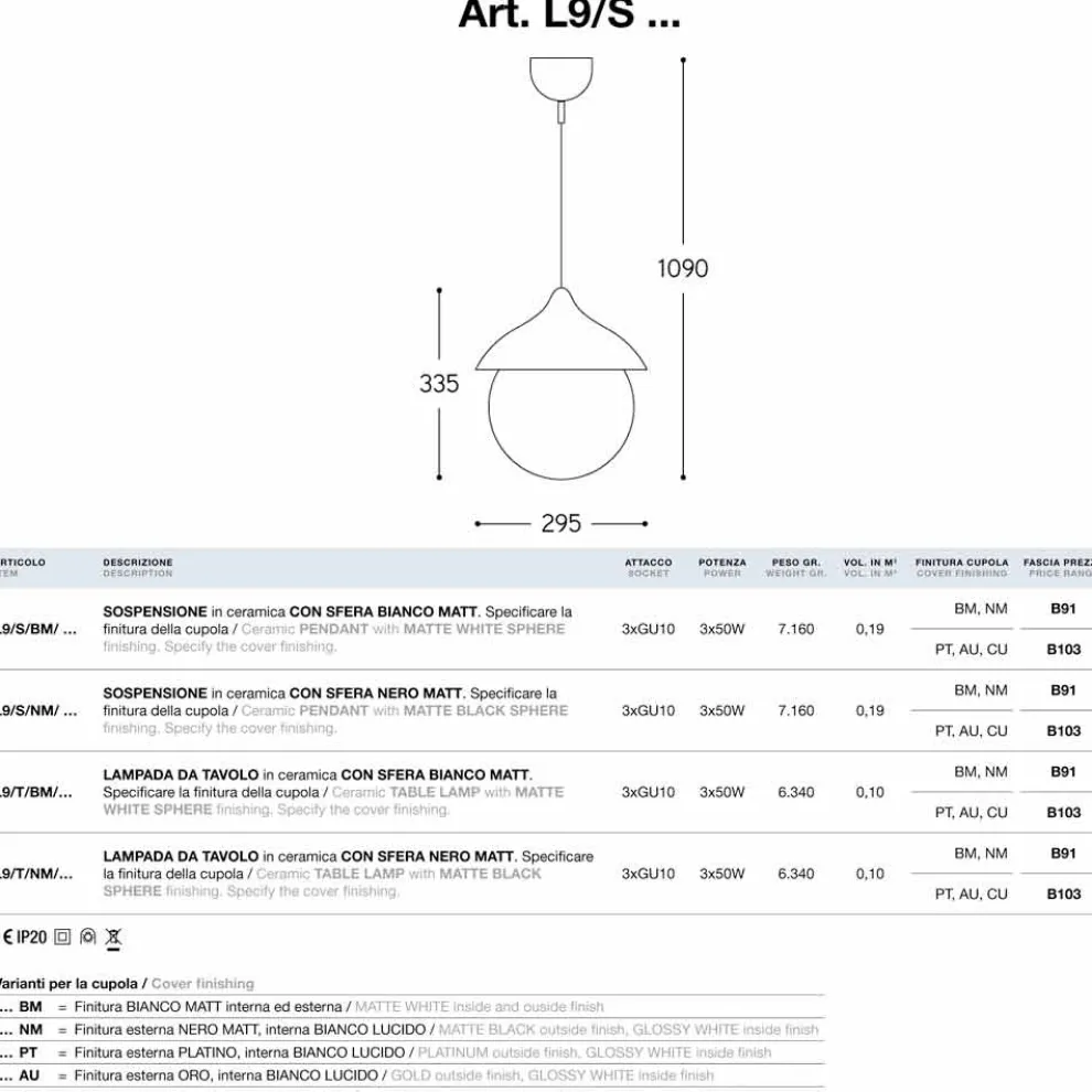 Moderne Hängeleuchte aus Keramik Gli Illustri 9 Aldo Bernardi