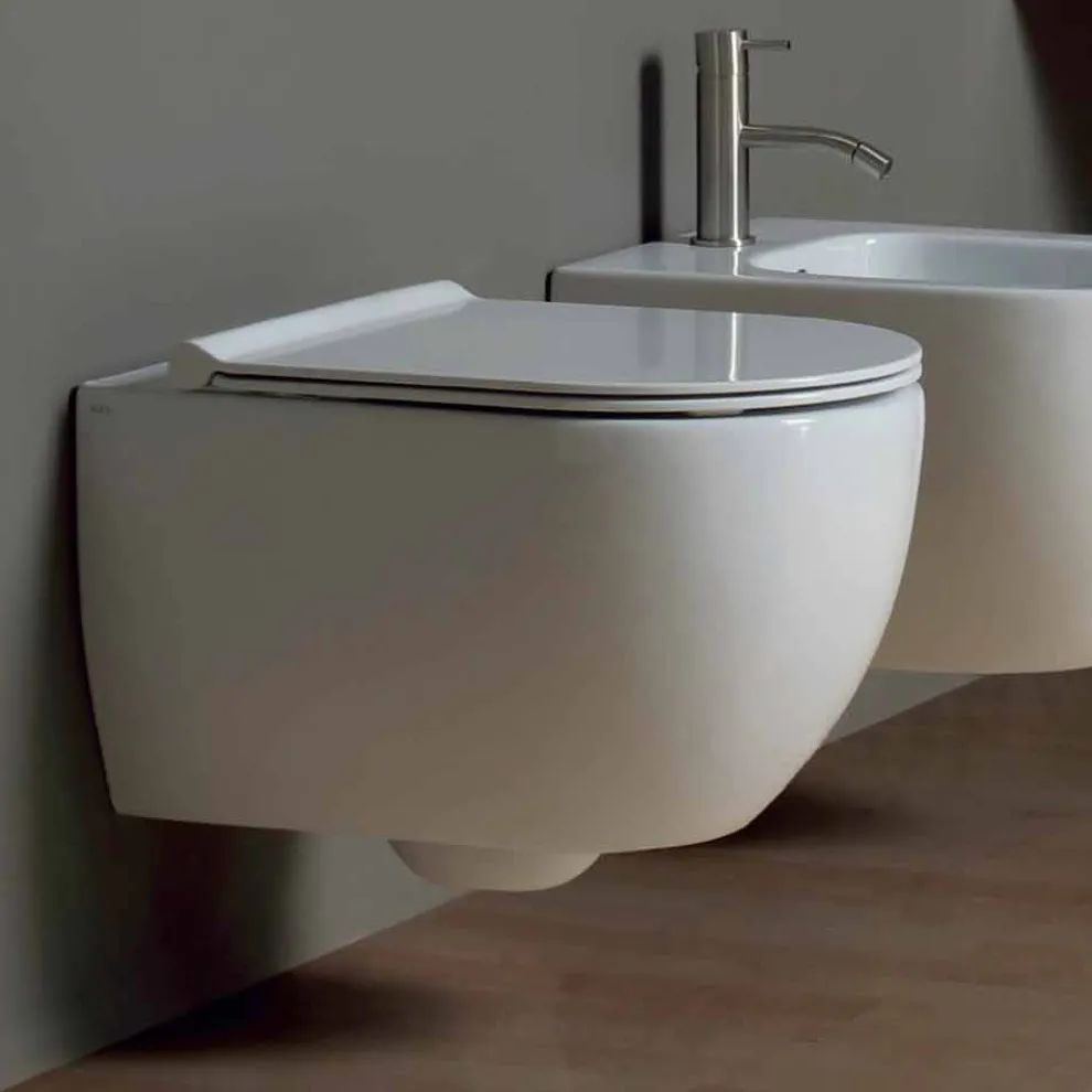 Moderne hängende Toilettenschüssel aus Keramik Design Star 50x35 Italy
