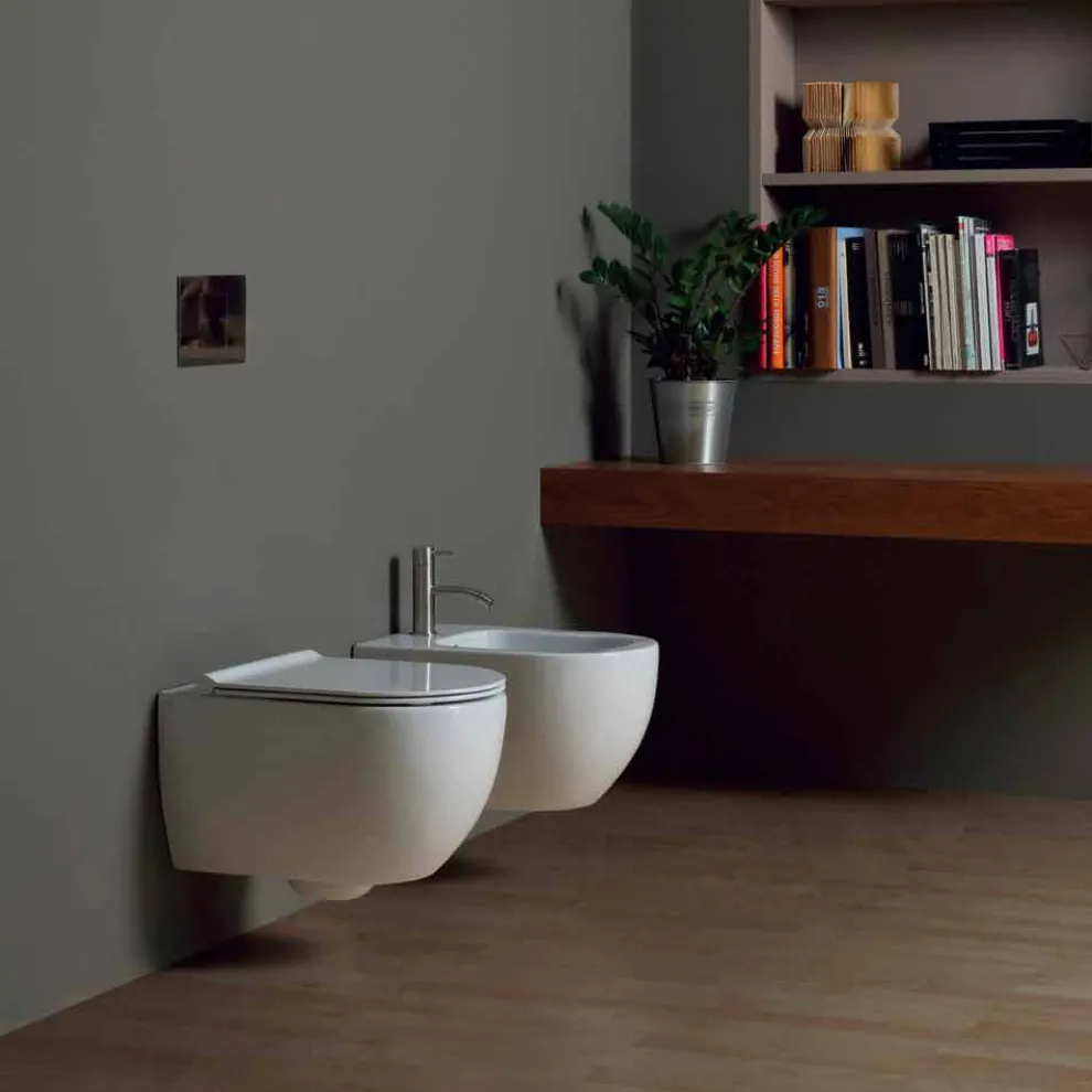 Moderne hängende Toilettenschüssel aus Keramik Design Star 50x35 Italy