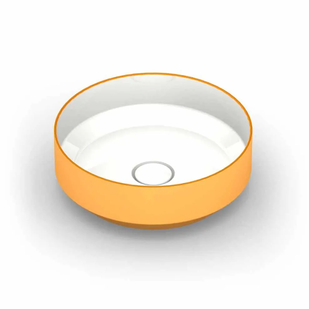 Moderne kreisförmige Spüle in Keramik hergestellt in Italien, Yoel