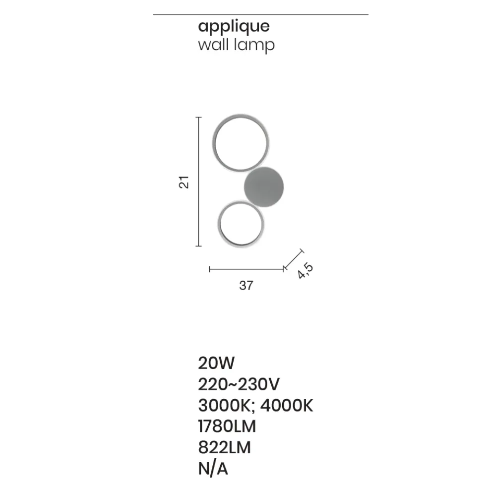 Moderne LED-Wandleuchte mit goldlackierter Metallstruktur - Punto