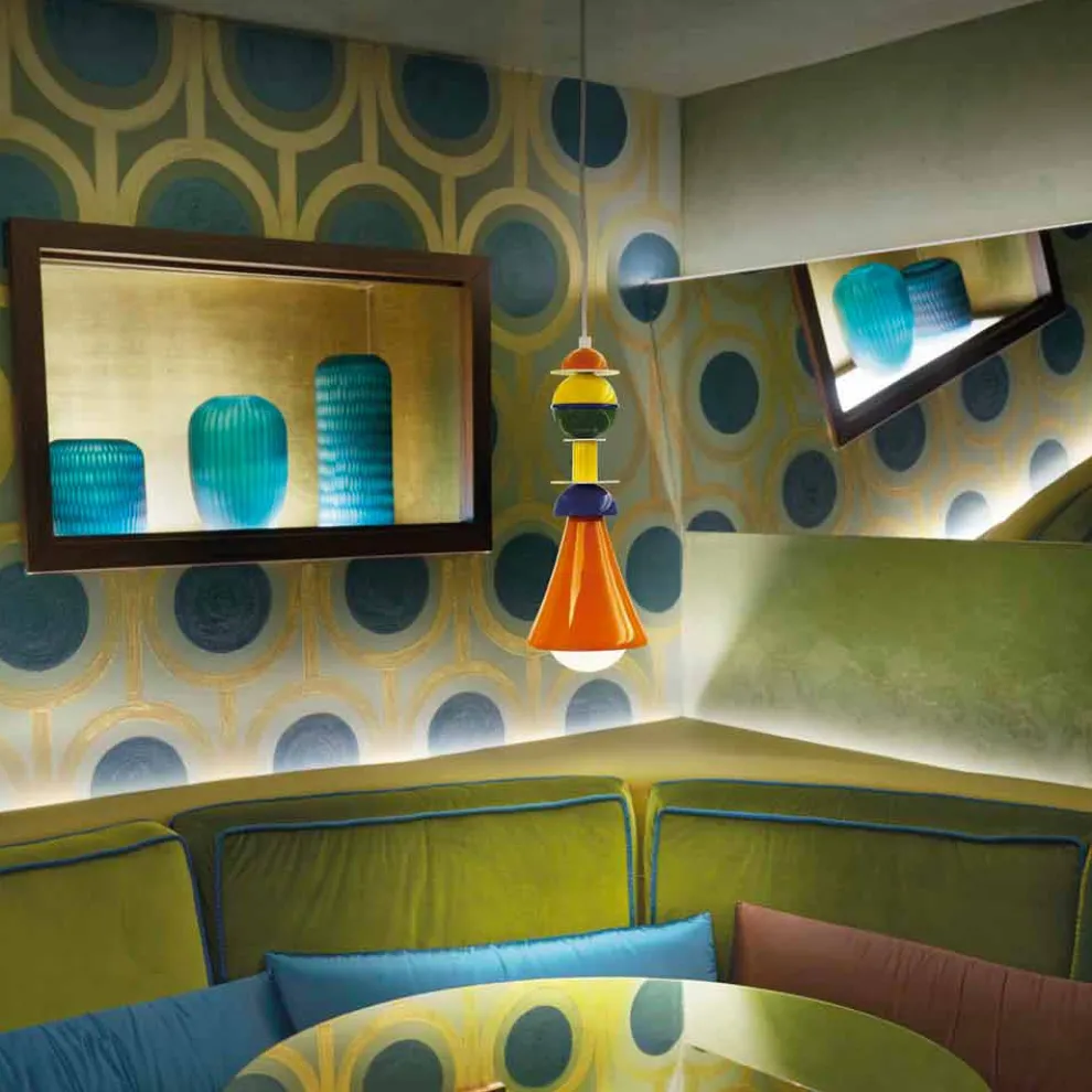 Moderne mehrfarbige Pendelleuchte Slide Otello Hanging, hergestellt in Italien