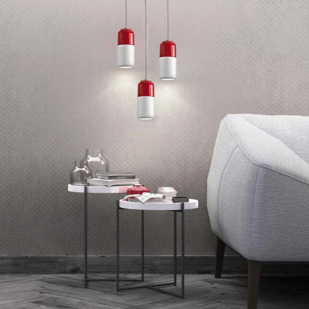 Moderne Pendelleuchte aus zweifarbiger Keramik in Italien, Asien