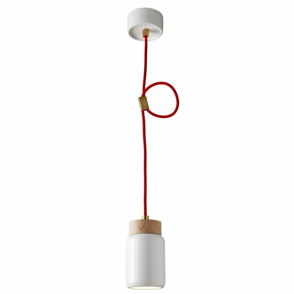 Moderne Pendelleuchte aus weißer Keramik, hergestellt in Italy Asia