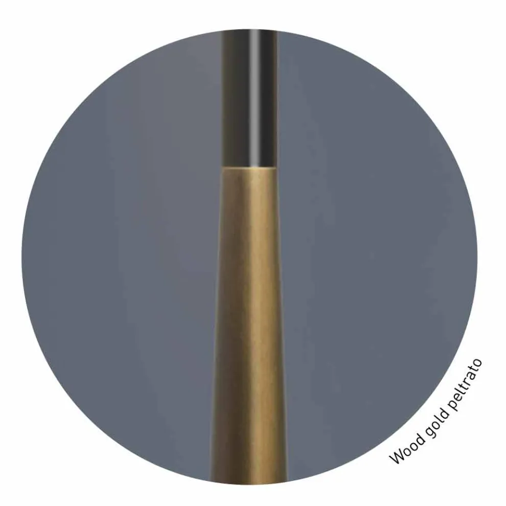 Moderne Tischlampe aus Metall, Holz und Organza Made in Italy - Boom