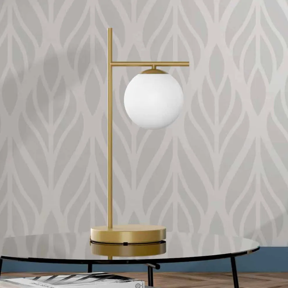 Moderne Tischlampe aus Messing und Glas Made in Italy - Carima